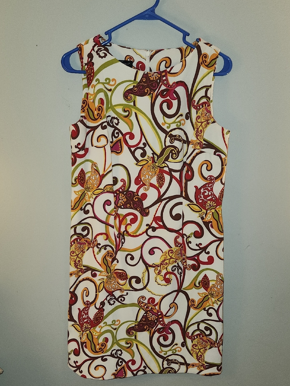 Kim Rogers Signature Multicolor Paisley Scroll Sleeveless Shift Dress 10P